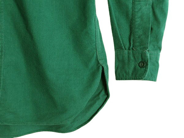 80s エルエルビーン コットン シャモア クロス シャツ メンズ M 程 80年代 ヴィンテージ LLBEAN ネルシャツ フランネル 長袖シャツ 無地 緑