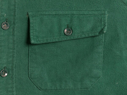80s エルエルビーン コットン シャモア クロス シャツ メンズ M 程 80年代 ヴィンテージ LLBEAN ネルシャツ フランネル 長袖シャツ 無地 緑