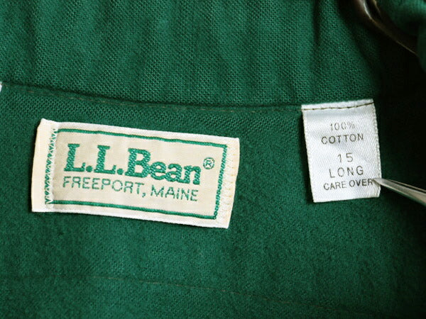 80s エルエルビーン コットン シャモア クロス シャツ メンズ M 程 80年代 ヴィンテージ LLBEAN ネルシャツ フランネル 長袖シャツ 無地 緑