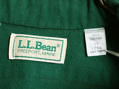 80s エルエルビーン コットン シャモア クロス シャツ メンズ M 程 80年代 ヴィンテージ LLBEAN ネルシャツ フランネル 長袖シャツ 無地 緑
