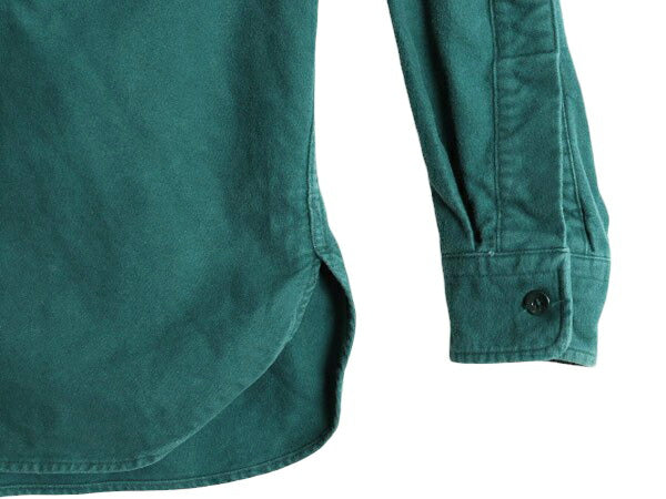 90s USA製 エルエルビーン コットン シャモア クロス シャツ メンズ M 古着 90年代 オールド LLBEAN ネルシャツ フランネル アウトドア 緑
