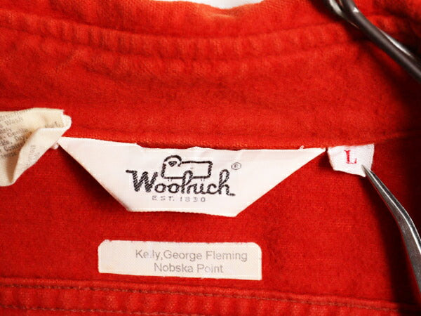 70s ウールリッチ コットン シャモア クロス シャツ メンズ L 古着 70年代 ヴィンテージ Woolrich ネルシャツ フランネル アウトドア 無地