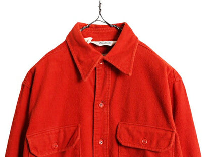 70s ウールリッチ コットン シャモア クロス シャツ メンズ L 古着 70年代 ヴィンテージ Woolrich ネルシャツ フランネル アウトドア 無地