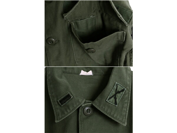 70s 70年製 米軍実物 US ARMY コットン サテン ユーティリティ シャツ メンズ M 程/ 70年代 ヴィンテージ シャツ袖 2nd OG107 ミリタリー