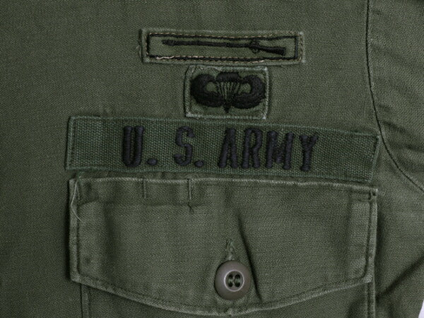 70s 70年製 米軍実物 US ARMY コットン サテン ユーティリティ シャツ メンズ M 程/ 70年代 ヴィンテージ シャツ袖 2nd OG107 ミリタリー