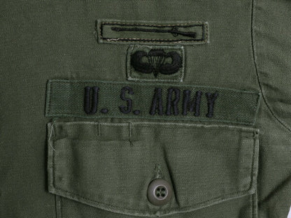 70s 70年製 米軍実物 US ARMY コットン サテン ユーティリティ シャツ メンズ M 程/ 70年代 ヴィンテージ シャツ袖 2nd OG107 ミリタリー
