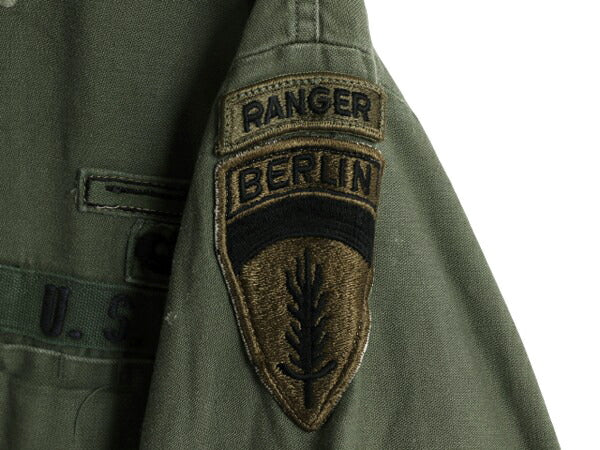 70s 70年製 米軍実物 US ARMY コットン サテン ユーティリティ シャツ メンズ M 程/ 70年代 ヴィンテージ シャツ袖 2nd OG107 ミリタリー