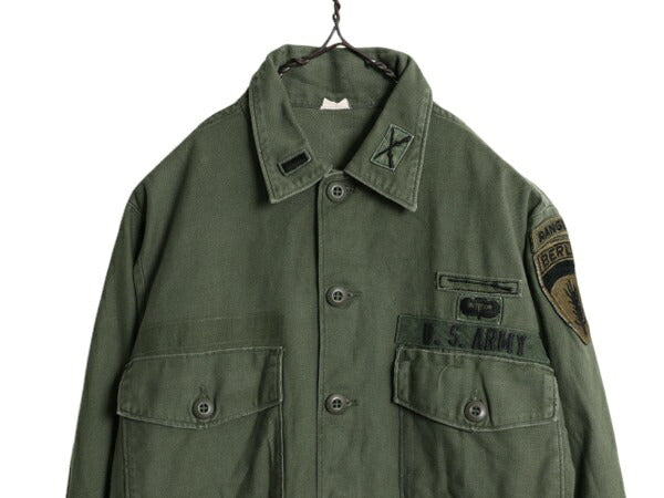 70s 70年製 米軍実物 US ARMY コットン サテン ユーティリティ シャツ メンズ M 程/ 70年代 ヴィンテージ シャツ袖 2nd OG107 ミリタリー