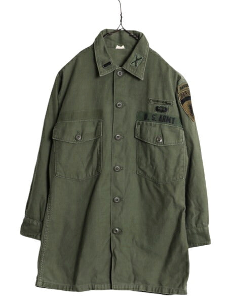 70s 70年製 米軍実物 US ARMY コットン サテン ユーティリティ シャツ メンズ M 程/ 70年代 ヴィンテージ シャツ袖 2nd OG107 ミリタリー