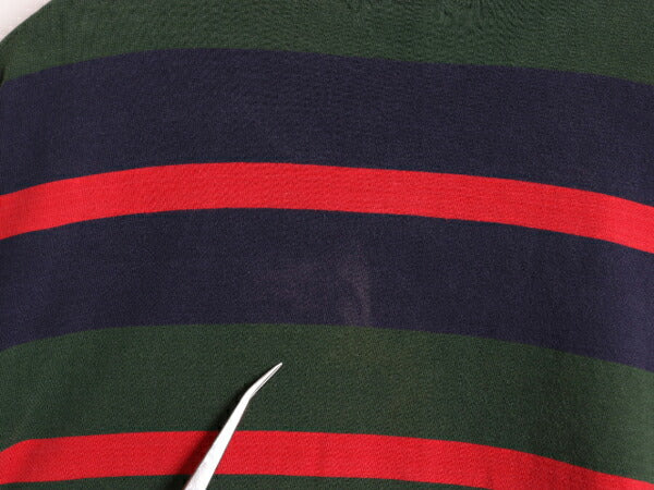 90s ジェイクルー タートルネック ボーダー 長袖 Tシャツ メンズ L 古着 90年代 オールド J CREW ロンT ストレッチ コットン マルチカラー