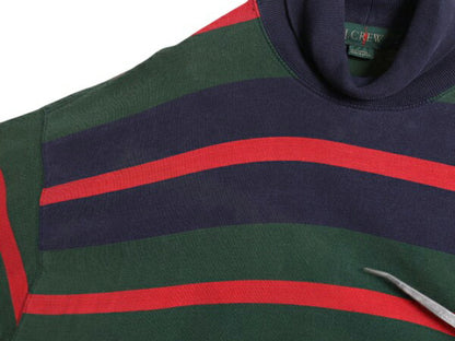 90s ジェイクルー タートルネック ボーダー 長袖 Tシャツ メンズ L 古着 90年代 オールド J CREW ロンT ストレッチ コットン マルチカラー