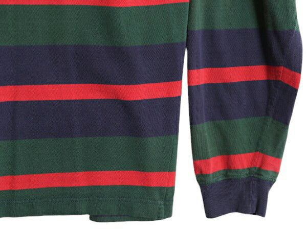 90s ジェイクルー タートルネック ボーダー 長袖 Tシャツ メンズ L 古着 90年代 オールド J CREW ロンT ストレッチ コットン マルチカラー