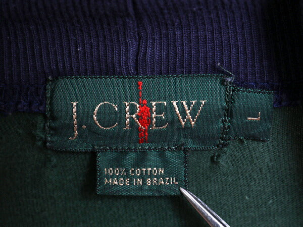 90s ジェイクルー タートルネック ボーダー 長袖 Tシャツ メンズ L 古着 90年代 オールド J CREW ロンT ストレッチ コットン マルチカラー