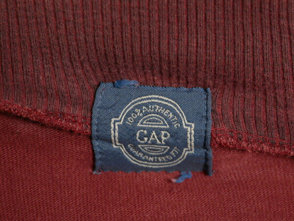 80s OLD GAP モックネック ボーダー ポケット付き 長袖 Tシャツ メンズ L ヴィンテージ ギャップ ヘビーウェイト ロンT ハイネック 旧タグ