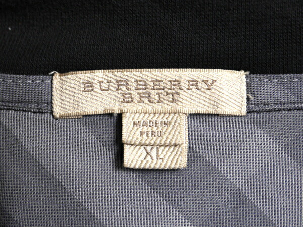 バーバリー ブリット ハーフジップ スウェット メンズ XL 古着 Burberry BRIT ハイネック トレーナー 大きいサイズ ワンポイント 薄手 黒