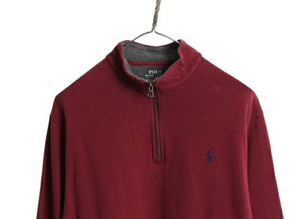 ポロ ラルフローレン ハイネック 長袖 Tシャツ メンズ M 古着 ハーフジップ ロンT ストレッチ カットソー ワンポイント スウェット タイプ