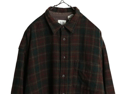 00s OLD GAP タータン チェック 長袖 ウール シャツ メンズ XL / 00年代 旧タグ オールド ギャップ 長袖シャツ ポケット付き 大きいサイズ
