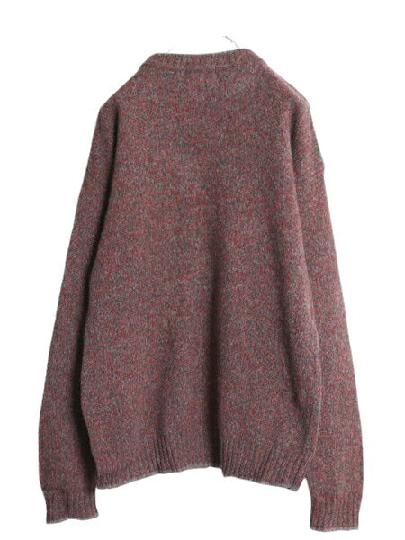 90s ウールリッチ ウール ニット セーター メンズ L / オールド Woolrich 無地 ミドルゲージ モックネック ハンドフレーム 杢 マルチカラー