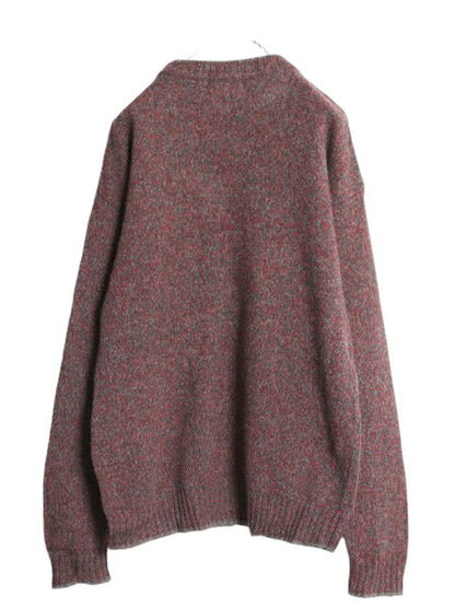 90s ウールリッチ ウール ニット セーター メンズ L / オールド Woolrich 無地 ミドルゲージ モックネック ハンドフレーム 杢 マルチカラー