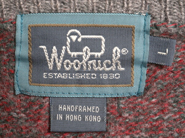 90s ウールリッチ ウール ニット セーター メンズ L / オールド Woolrich 無地 ミドルゲージ モックネック ハンドフレーム 杢 マルチカラー