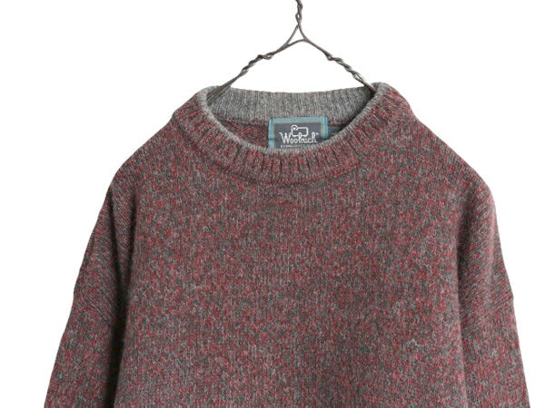 90s ウールリッチ ウール ニット セーター メンズ L / オールド Woolrich 無地 ミドルゲージ モックネック ハンドフレーム 杢 マルチカラー