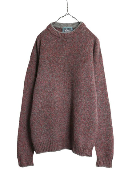 90s ウールリッチ ウール ニット セーター メンズ L / オールド Woolrich 無地 ミドルゲージ モックネック ハンドフレーム 杢 マルチカラー