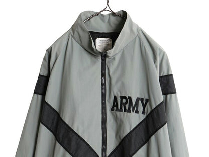 00s 04年製 米軍実物 US ARMY ナイロン トレーニング ジャケット MEDIUM REGULAR 古着 00年代 ミリタリー 軍物 PFU ジャンパー ブルゾン 灰