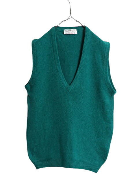 80s OLD GAP ウール ニット ベスト メンズ レディース S 古着 ヴィンテージ オールド ギャップ 無地 セーター Vネック ターコイズ グリーン