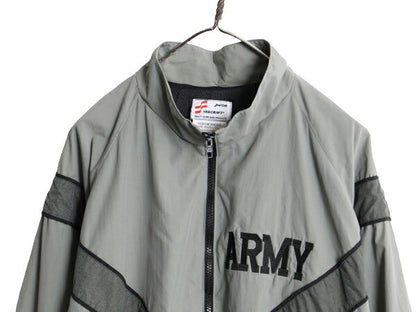 90s 99年製 米軍実物 US ARMY ナイロン トレーニング ジャケット MEDIUM SHORT / オールド 軍物 PFU ミリタリー ブルゾン ジャンパー 灰