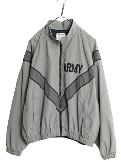 90s 99年製 米軍実物 US ARMY ナイロン トレーニング ジャケット MEDIUM SHORT / オールド 軍物 PFU ミリタリー ブルゾン ジャンパー 灰