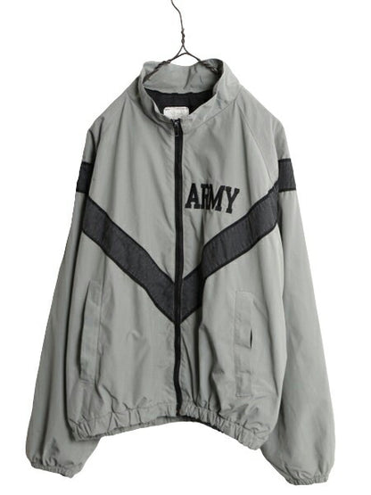 00s 04年製 米軍実物 US ARMY ナイロン トレーニング ジャケット SMALL REGULAR 古着 90年代 ミリタリー 軍物 PFU ジャンパー ブルゾン 灰