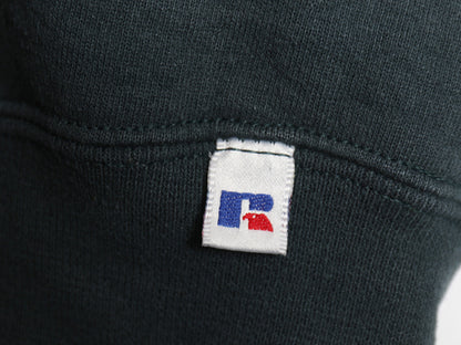 90s USA製 ラッセル ロゴ 刺繍 スウェット メンズ レディース XXL / 古着 オールド トレーナー 前V クルーネック 裏起毛 大きいサイズ 緑 