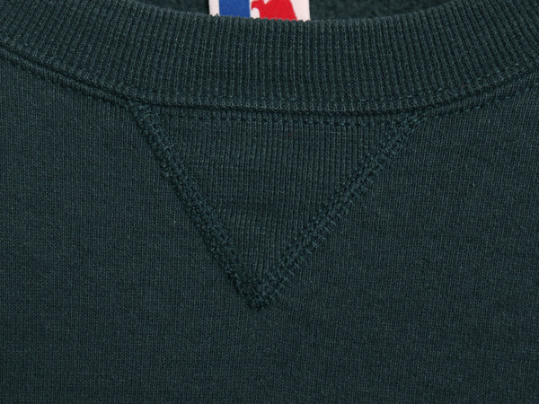 90s USA製 ラッセル ロゴ 刺繍 スウェット メンズ レディース XXL / 古着 オールド トレーナー 前V クルーネック 裏起毛 大きいサイズ 緑 