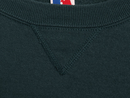 90s USA製 ラッセル ロゴ 刺繍 スウェット メンズ レディース XXL / 古着 オールド トレーナー 前V クルーネック 裏起毛 大きいサイズ 緑 