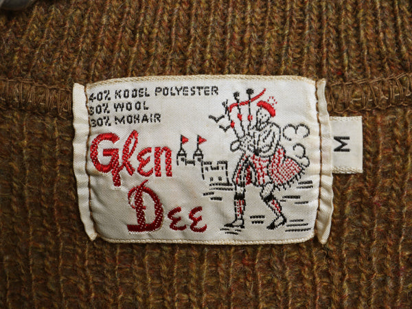 60s 70s ★ GLEN DEE Vネック モヘア ニット セーター メンズ M / 古着 ヴィンテージ プルオーバー 毛足 毛長 シャギー グランジ 無地 茶