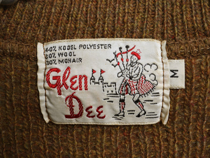 60s 70s ★ GLEN DEE Vネック モヘア ニット セーター メンズ M / 古着 ヴィンテージ プルオーバー 毛足 毛長 シャギー グランジ 無地 茶