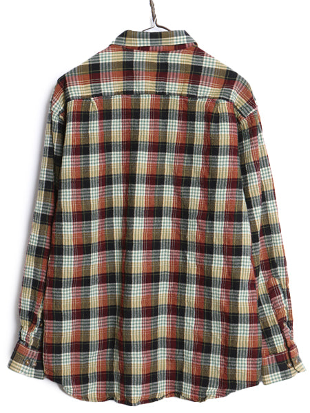 90s サー ペンドルトン チェック ボタンダウン シャツ メンズ XL 小さめ L 程/ オールド 最上級 長袖シャツ ウール ポケット付き シンプル