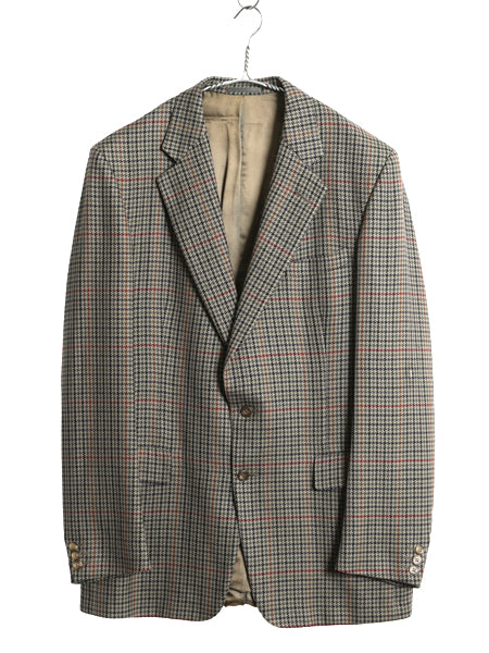 90s イギリス製 バーバリー テーラード ジャケット メンズ XL 程 古着 オールド ウール ブレザー 千鳥格子 チェック 大きいサイズ トラッド
