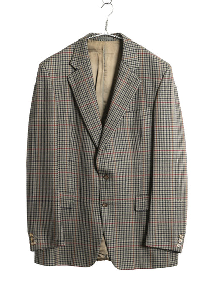 90s イギリス製 バーバリー テーラード ジャケット メンズ XL 程 古着 オールド ウール ブレザー 千鳥格子 チェック 大きいサイズ トラッド