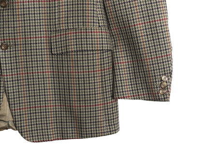 90s イギリス製 バーバリー テーラード ジャケット メンズ XL 程 古着 オールド ウール ブレザー 千鳥格子 チェック 大きいサイズ トラッド