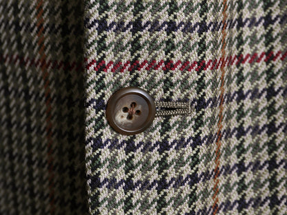 90s イギリス製 バーバリー テーラード ジャケット メンズ XL 程 古着 オールド ウール ブレザー 千鳥格子 チェック 大きいサイズ トラッド