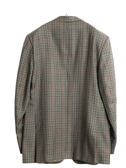 90s イギリス製 バーバリー テーラード ジャケット メンズ XL 程 古着 オールド ウール ブレザー 千鳥格子 チェック 大きいサイズ トラッド
