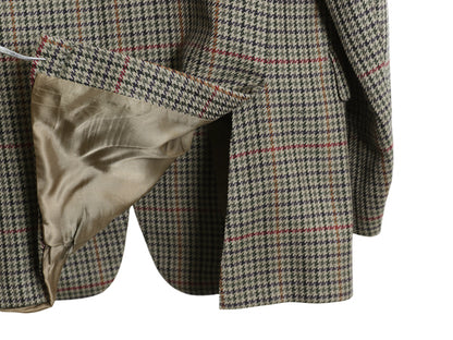 90s イギリス製 バーバリー テーラード ジャケット メンズ XL 程 古着 オールド ウール ブレザー 千鳥格子 チェック 大きいサイズ トラッド