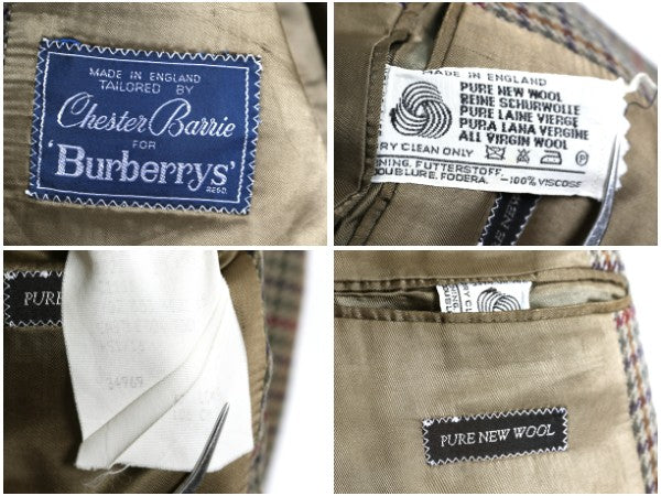 90s イギリス製 バーバリー テーラード ジャケット メンズ XL 程 古着 オールド ウール ブレザー 千鳥格子 チェック 大きいサイズ トラッド