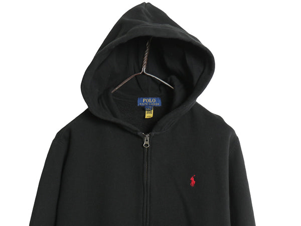 ポロ ラルフローレン フルジップ スウェット フード パーカー キッズ XL メンズ S レディース M トレーナー 裏起毛 ワンポイント ポニー 黒