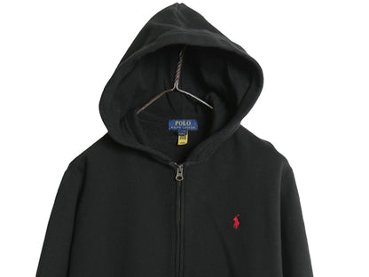ポロ ラルフローレン フルジップ スウェット フード パーカー キッズ XL メンズ S レディース M トレーナー 裏起毛 ワンポイント ポニー 黒