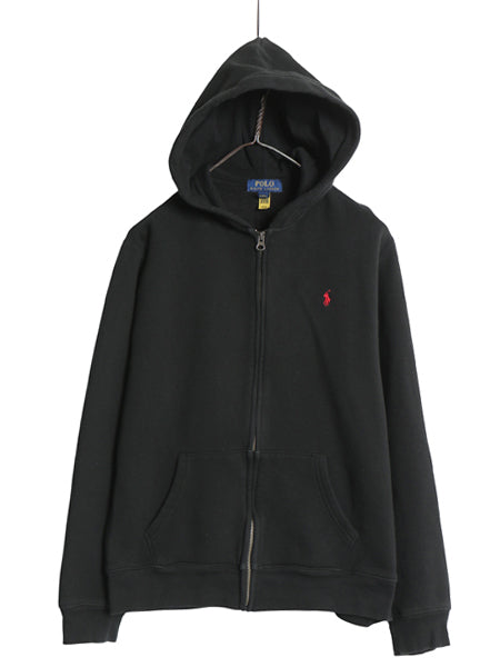 ポロ ラルフローレン フルジップ スウェット フード パーカー キッズ XL メンズ S レディース M トレーナー 裏起毛 ワンポイント ポニー 黒