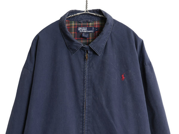 90s ポロ ラルフローレン スイングトップ ジャケット メンズ XL / オールド ブルゾン コットン フランネル チェック ライナー 大きいサイズ