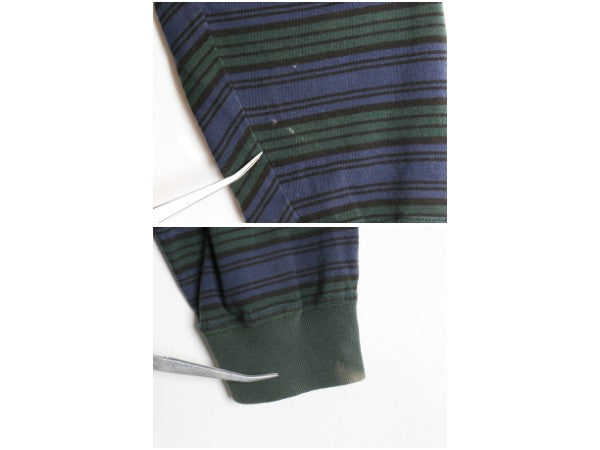 90s トミーヒルフィガー ボーダー 長袖 Tシャツ メンズ L / オールド ロンT ワンポイント コットン ストレッチ ボックス マルチカラー 薄手