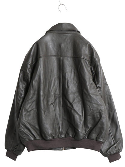 エルエルビーン A-2 タイプ 本革 レザー フライト ジャケット メンズ XL 革ジャン ゴートスキン ボンバー ブルゾン 中綿 大きいサイズ 黒 